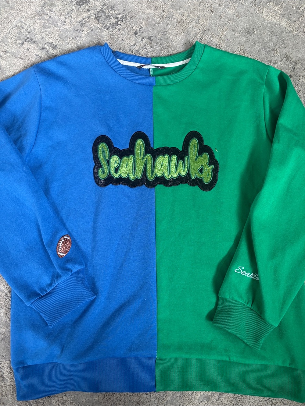 Split Blue & Green Kids Crewneck Sweatshirt